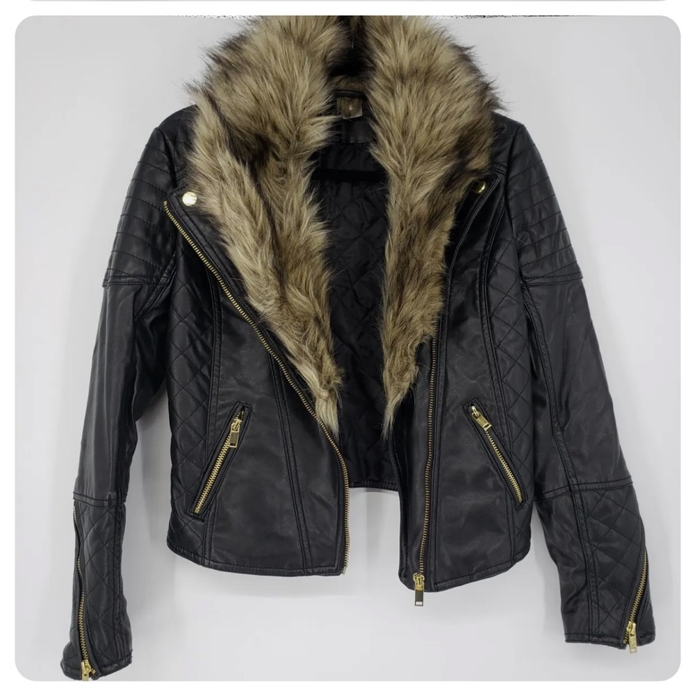 H&M Faux Black Leather Biker Jacket